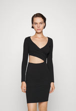 Load image into Gallery viewer, Calvin Klein Jeans Wrap Cut Out Jersey Dress in Black