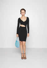 Load image into Gallery viewer, Calvin Klein Jeans Wrap Cut Out Jersey Dress in Black