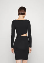 Load image into Gallery viewer, Calvin Klein Jeans Wrap Cut Out Jersey Dress in Black