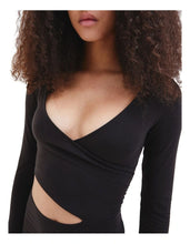 Load image into Gallery viewer, Calvin Klein Jeans Wrap Cut Out Jersey Dress in Black