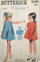 Load image into Gallery viewer, 1960's Vintage Sewing Pattern: Butterick 5138