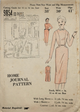Load image into Gallery viewer, 1950's Vintage Sewing Pattern: Home Journal 9854
