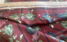 Load image into Gallery viewer, Vintage P. Kaufmann Inc Designs Floral Burgundy Stripe Fabric