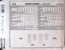Load image into Gallery viewer, Vintage Sewing Pattern: McCalls 7478