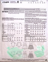Load image into Gallery viewer, Sewing Pattern: McCalls M7829
