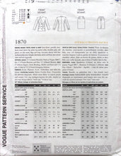 Load image into Gallery viewer, Vintage Sewing Pattern: Vogue 1870