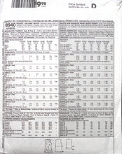 Load image into Gallery viewer, Vintage Sewing Pattern: McCalls 8940