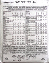Load image into Gallery viewer, Vintage Sewing Pattern: McCalls 4779
