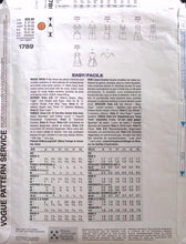 Load image into Gallery viewer, Vintage Sewing Pattern: Vogue 1789