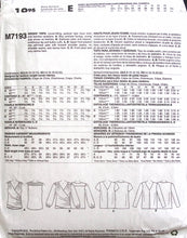 Load image into Gallery viewer, Sewing Pattern: McCalls M7193