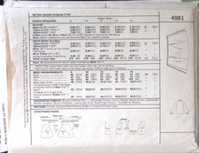 Load image into Gallery viewer, Vintage Sewing Pattern: McCalls 4981