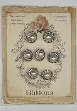 Load image into Gallery viewer, Vintage Pearl & Glass Silver Buttons