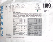 Load image into Gallery viewer, Vintage Sewing Pattern: Vogue 1189