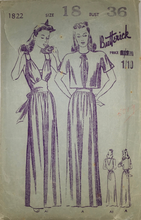 Load image into Gallery viewer, 1940's Vintage Sewing Pattern: Butterick 1822