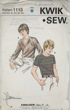 Load image into Gallery viewer, 1980's Vintage Sewing Pattern: Kwik Sew 1113