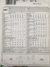 Load image into Gallery viewer, 1992 Vintage Sewing Pattern: McCalls 5867