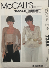 Load image into Gallery viewer, 1980 Vintage Sewing Pattern: McCalls 7358