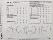 Load image into Gallery viewer, 2018 Sewing Pattern: McCalls M7847