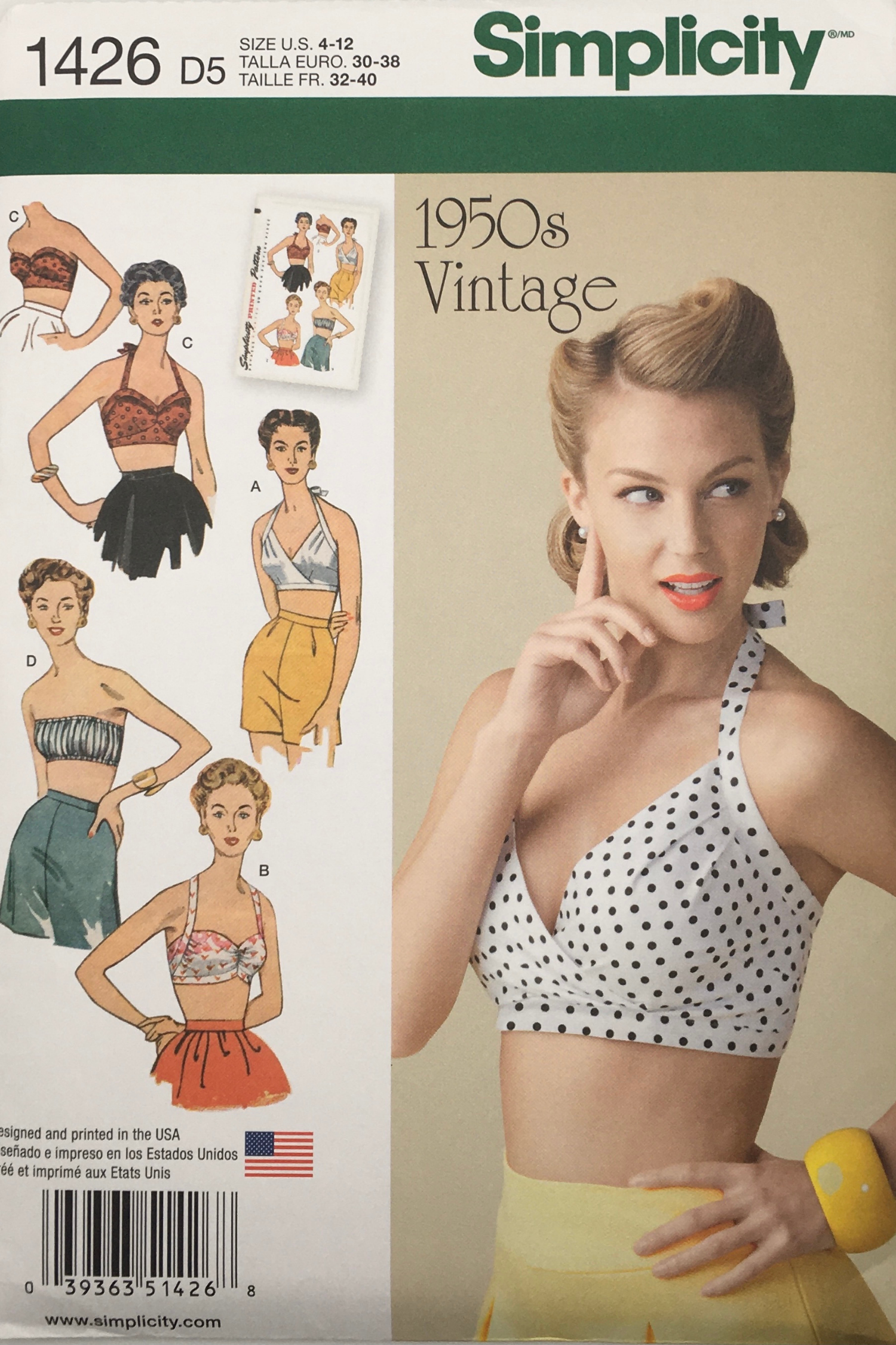 1950's Reproduction Sewing Pattern: Simplicity 1426 – Vintage