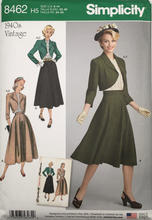 Load image into Gallery viewer, 1940's Reproduction Sewing Pattern: Simplicity 8462