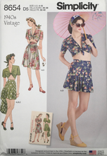 Load image into Gallery viewer, 1940's Reproduction Sewing Pattern: Simplicity 8654