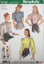 Load image into Gallery viewer, 1940's Sewing Pattern: Simplicity 8736