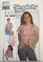 Load image into Gallery viewer, 1990 Vintage Sewing Pattern: Simplicity 9630
