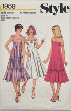 Load image into Gallery viewer, 1977 Vintage Sewing Pattern: Style 1958