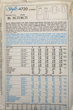 Load image into Gallery viewer, 1986 Vintage Sewing Pattern: Style 4720