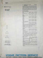 Load image into Gallery viewer, 1978 Vintage Sewing Pattern: Vogue 1971