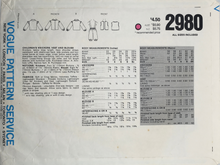 Load image into Gallery viewer, 1980’s Vintage Sewing Pattern: Little Vogue 2980