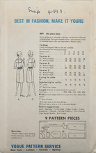 Load image into Gallery viewer, 1963 Vintage Sewing Pattern: Vogue  5879