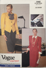 Load image into Gallery viewer, 1989 Vintage Sewing Pattern: Vogue 7592