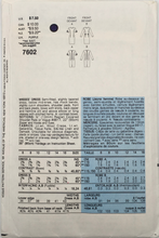 Load image into Gallery viewer, 1989 Vintage Sewing Pattern: Vogue 7602