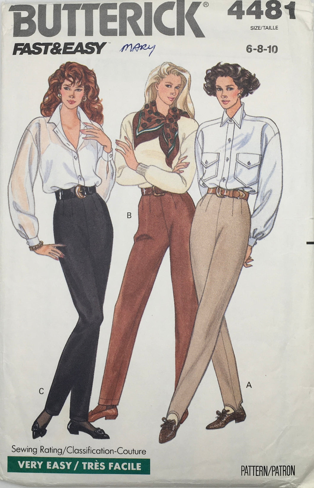 1989 Vintage Sewing Pattern: Butterick 4481