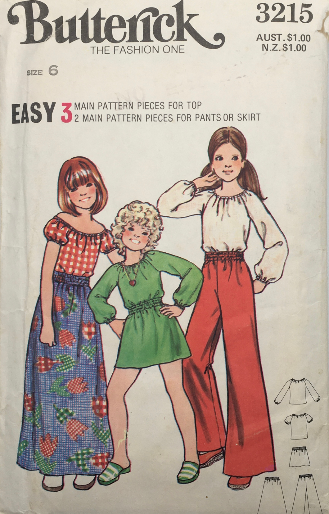 1970's Vintage Sewing Pattern: Butterick 3215