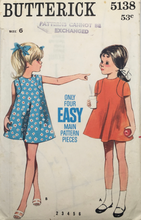 Load image into Gallery viewer, 1960&#39;s Vintage Sewing Pattern: Butterick 5138
