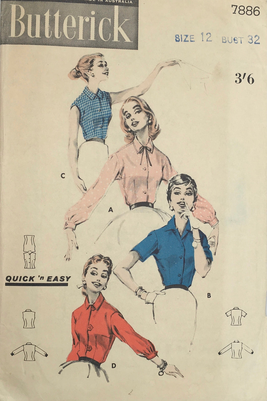 1956 Vintage Sewing Pattern: Butterick 7886