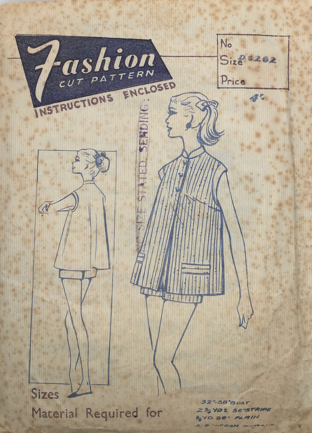 1950's Vintage Sewing Pattern: Fashion Cut D S 262