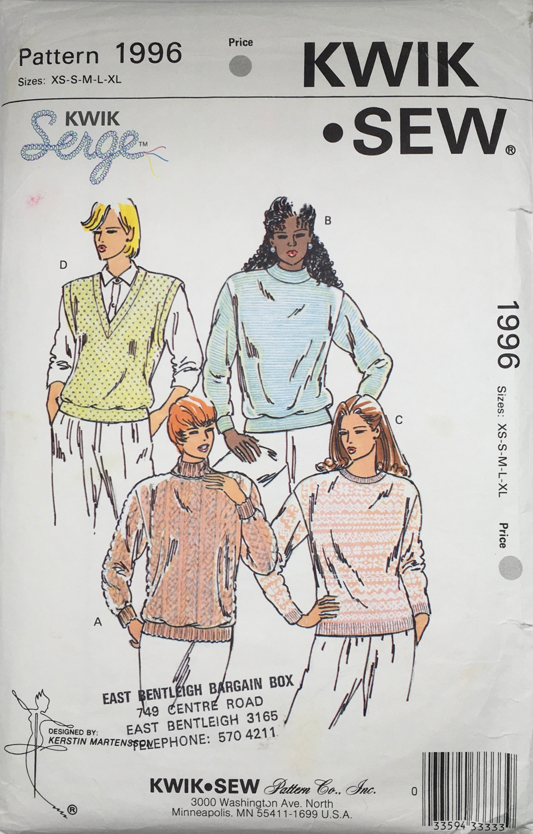 Vintage Sewing Pattern: Kwik Sew 1996