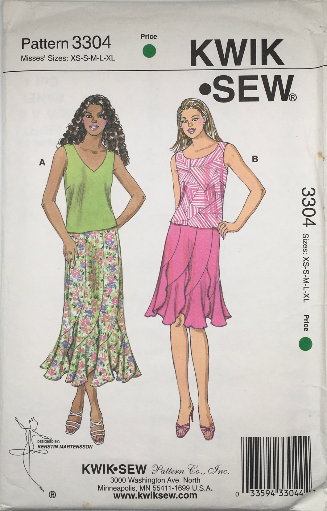 Vintage Sewing Pattern: Kwik Sew 3304