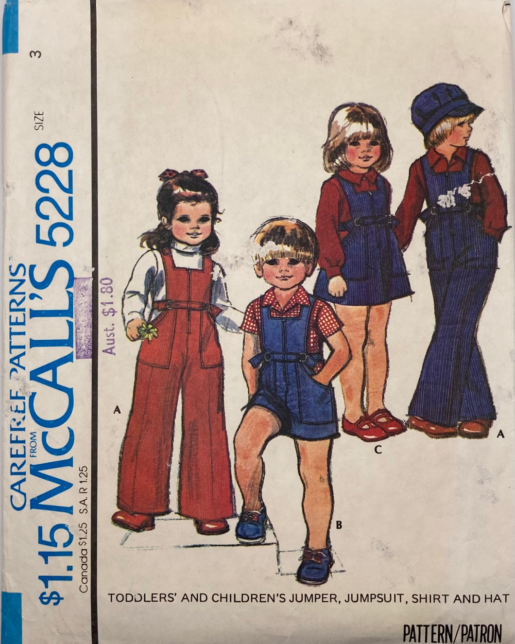 1976 Vintage Sewing Pattern: McCalls 5228