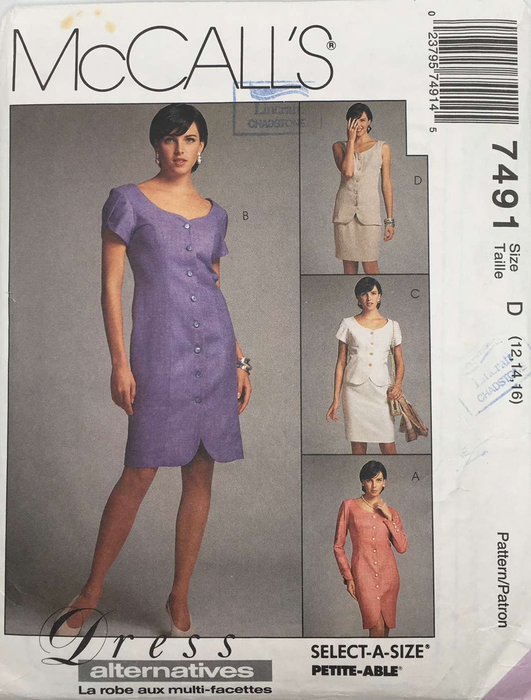 1995 Vintage Sewing Pattern: McCalls 7491
