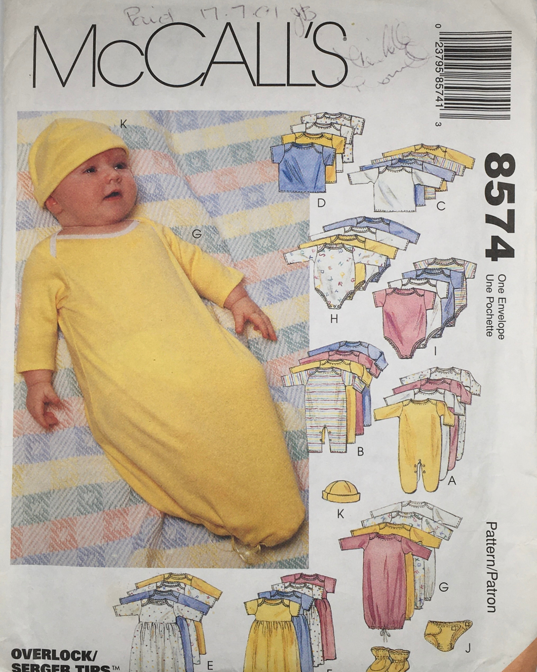 McCalls Uncut Sewing Pattern 8574