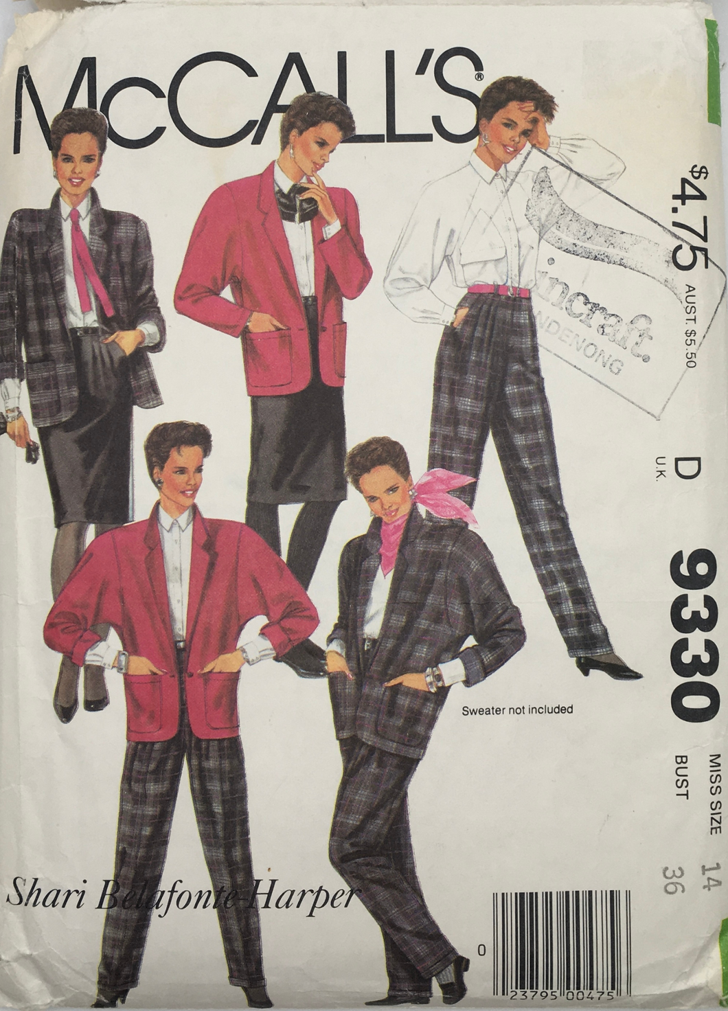 1984 Vintage Sewing Pattern: McCalls 9330