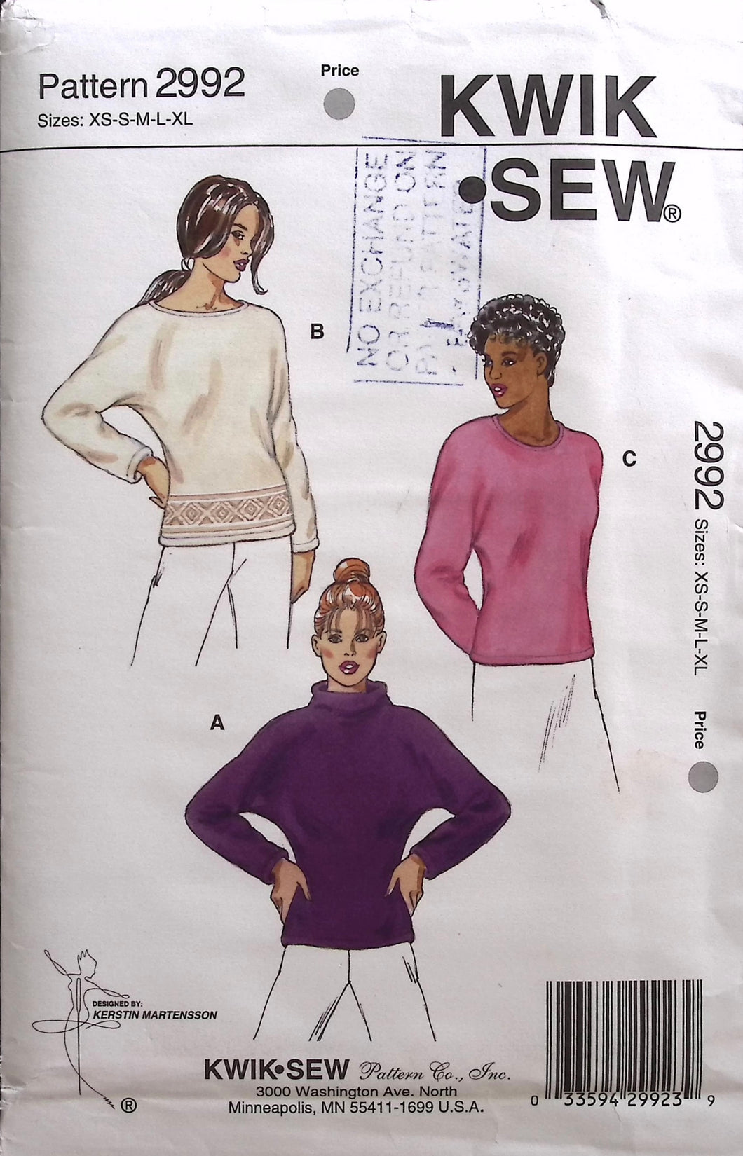 Vintage Sewing Pattern: Kwik Sew 2992