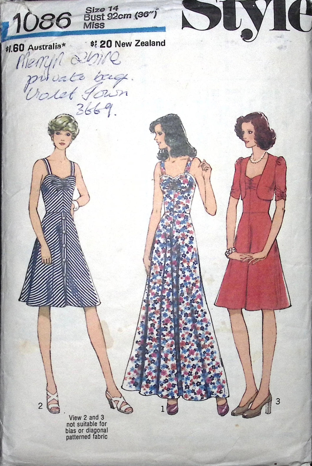 Vintage Sewing Pattern: Style 1086