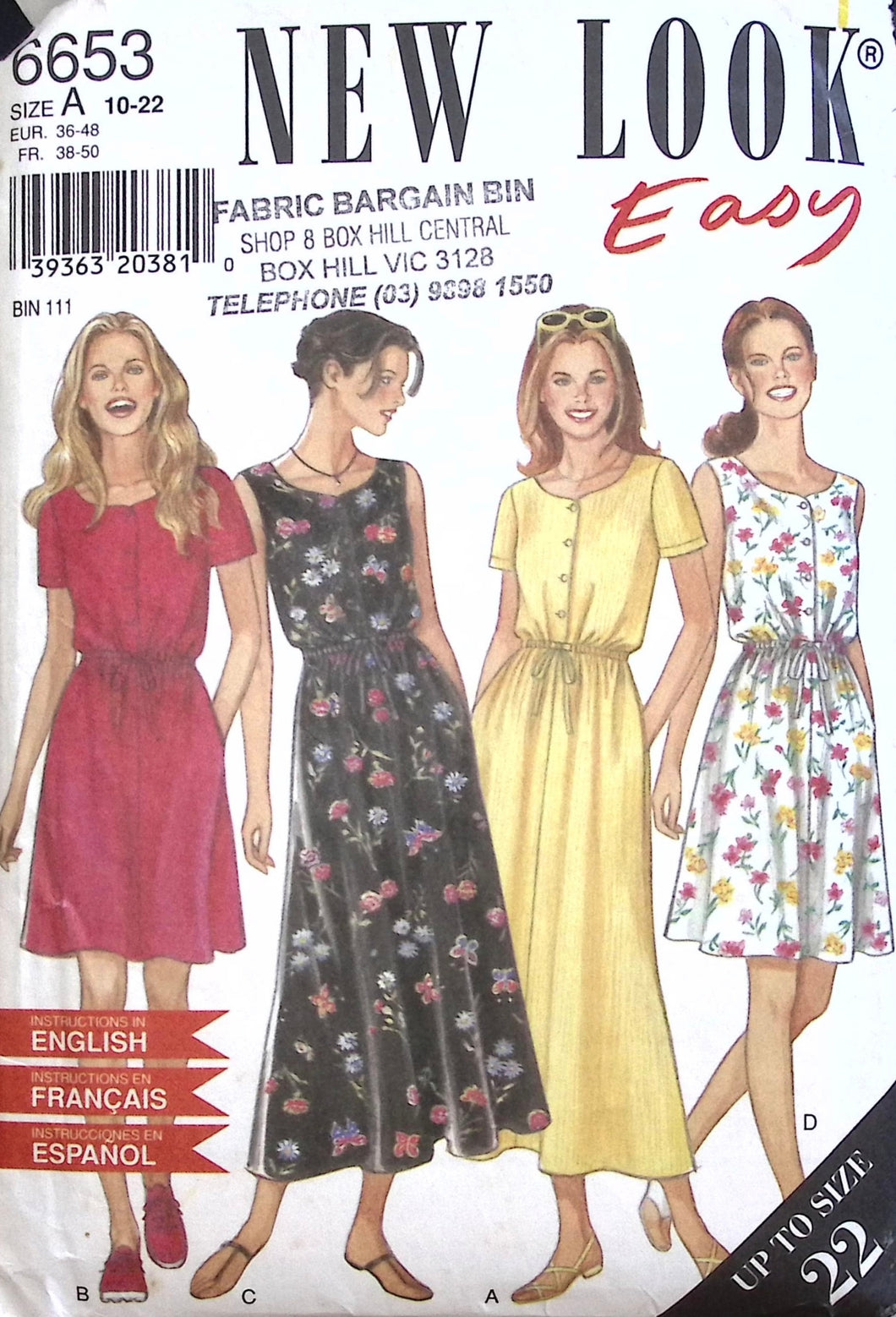 Vintage Sewing Pattern: New Look 6653