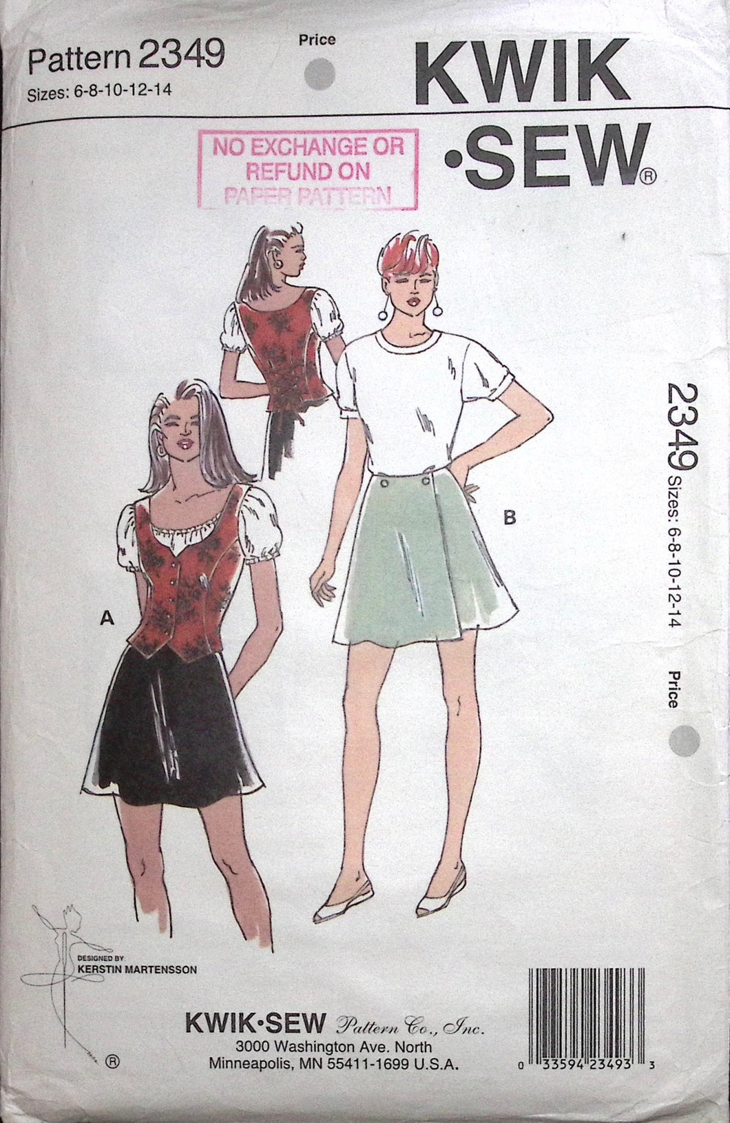 Vintage Sewing Pattern: Kwik Sew 2349