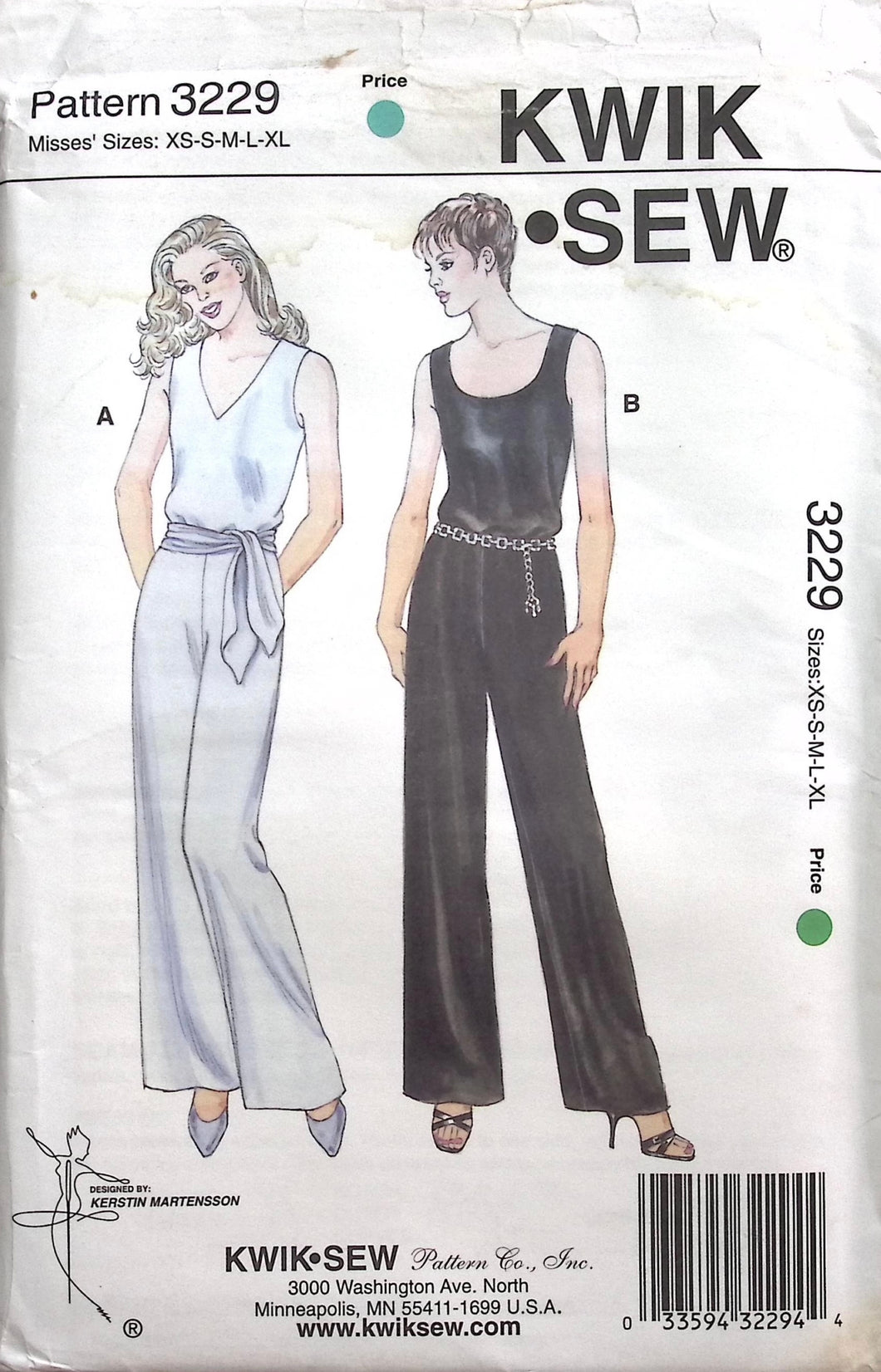 Vintage Sewing Pattern: Kwik Sew 3229